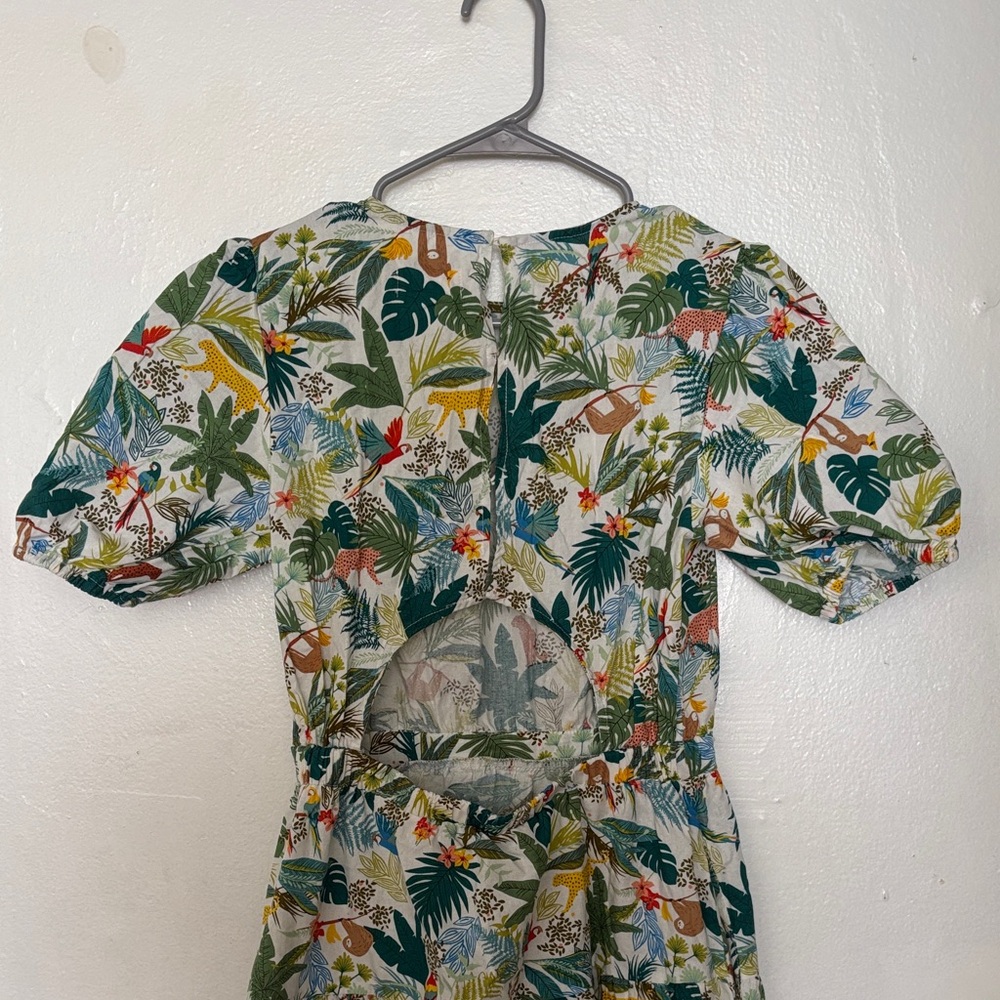 MELLODAY Green and White Tropical Midi Dress - Picture 4 of 11